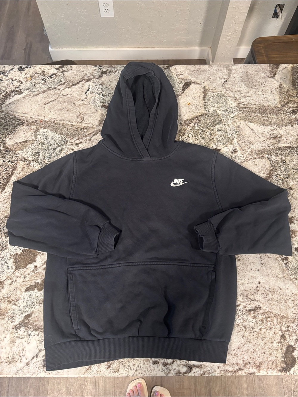 Nike Black Hoodie with White Swoosh Kids Sweatshirt